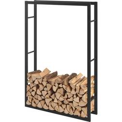 [en.casa] Range-Bûches Pour Usage Intérieur 100 x 25 x 150 cm Noir